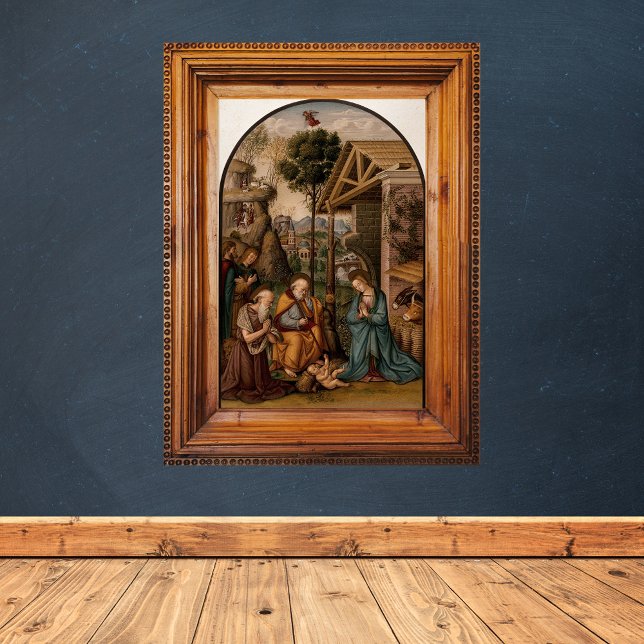 Nativity of Christ Religious Christian Christmas Poster (Vintage Religious Christian Catholic Christmas Nativity Scene Manger Bethlehem Painting Poster)