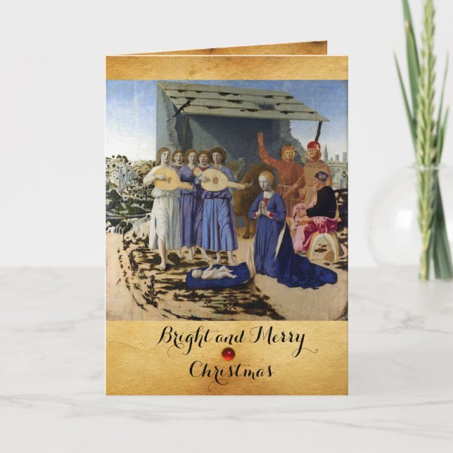 NATIVITY OF JESUS, ANGELS by PIERO DELLA FRANCESCA Holiday Card (Front)