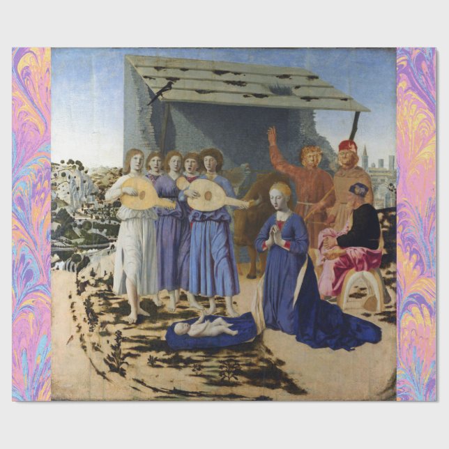 NATIVITY OF JESUS, ANGELS by PIERO DELLA FRANCESCA Wrapping Paper (Flat)