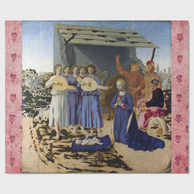 NATIVITY OF JESUS, ANGELS by PIERO DELLA FRANCESCA Wrapping Paper (Flat)