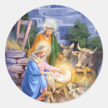 Nativity Of Jesus Classic Round Sticker by patrickhoenderkamp at Zazzle