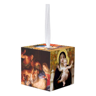 Nativity of Jesus in famous paintings Cube Ornament