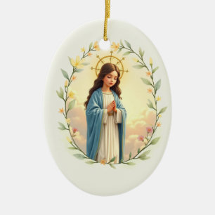 Nativity of the Blessed Virgin Mary God's Peace Ceramic Ornament