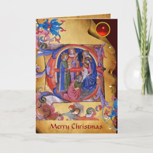 NATIVITY Old Irish Christmas Blessing Parchment Holiday Card