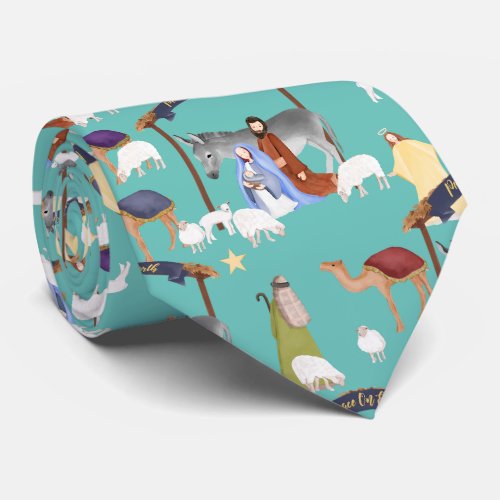 Nativity on Blue Tie