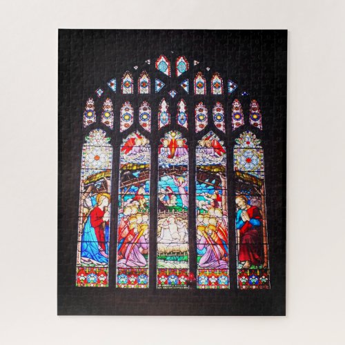 Nativity on stained glass jigsaw puzzle