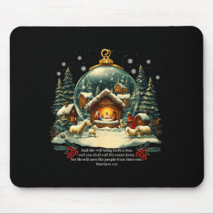 Nativity Ornament Christmas Scene Matthew 1_21  Mouse Pad