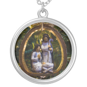 Nativity Ornament Silver Plated Necklace