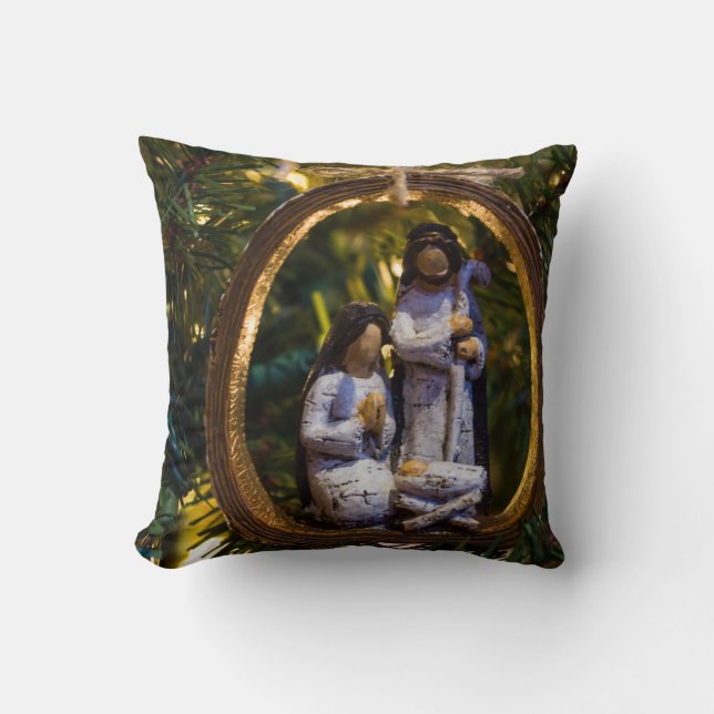 Nativity Ornament Throw Pillow (Front)