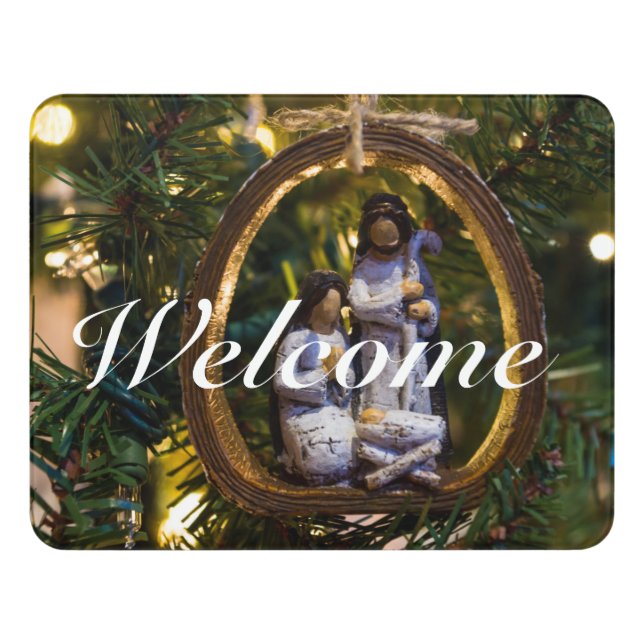 Nativity Ornament Welcome Door Sign (Contemporary Front)