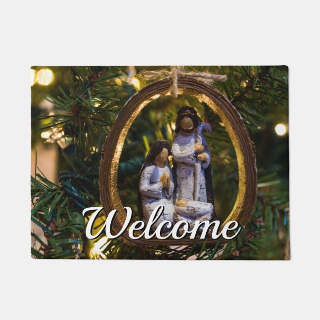 Nativity Ornament Welcome Doormat (Front)