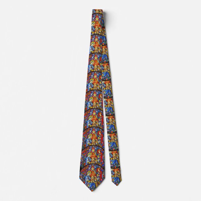 Nativity Painted Stained Glass Style Neck Tie (Front)