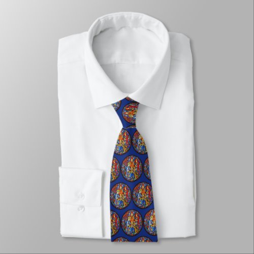 Nativity Painted Stained Glass Style Pattern Neck Tie