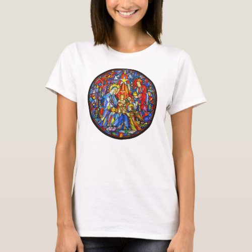Nativity Painted Stained Glass Style T_Shirt