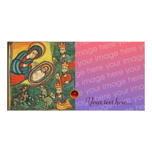 NATIVITY PARCHMENT ADORATION OF MAGI CARD