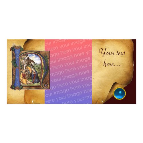 NATIVITY PARCHMENT Blue Sapphire Monogram Card