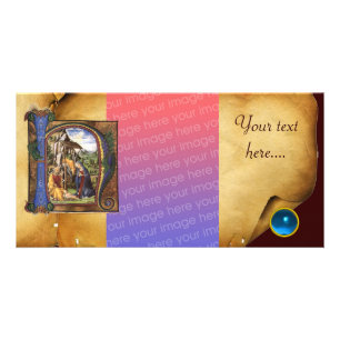 NATIVITY PARCHMENT Blue Sapphire Monogram Card