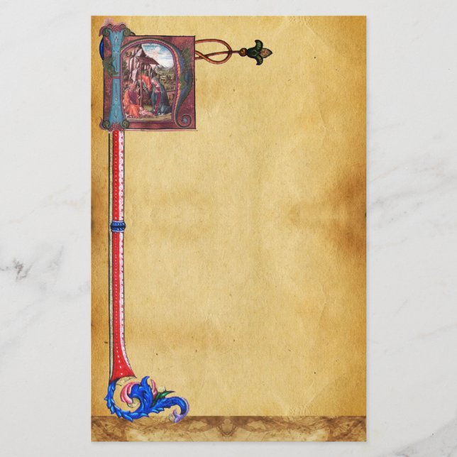 NATIVITY PARCHMENT Monogram Stationery (Front)