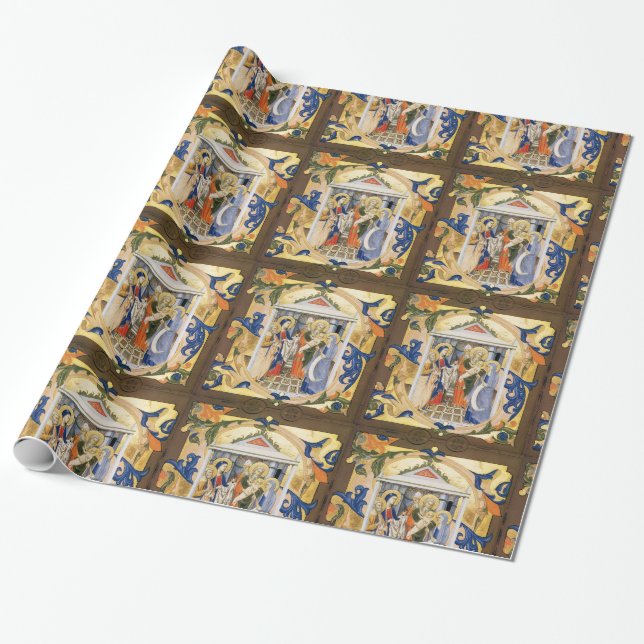 NATIVITY PARCHMENT WRAPPING PAPER (Unrolled)