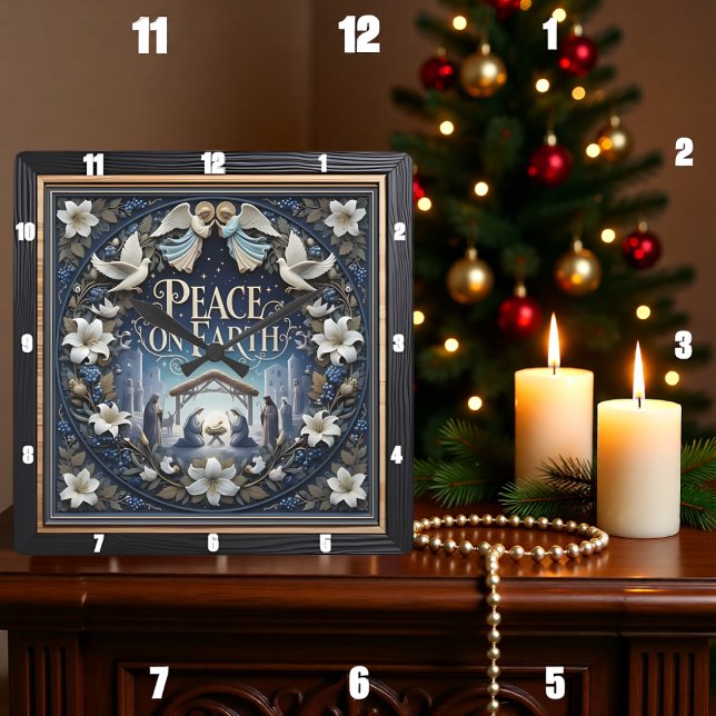 Nativity Peace On Earth Square Wall Clock (Creator Uploaded)