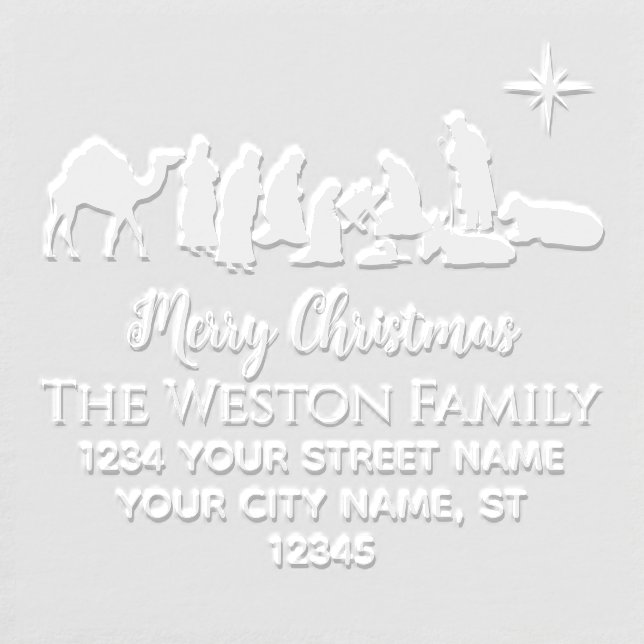 Nativity Scene #1B Manger Baby Jesus Name Address Embosser (Design)