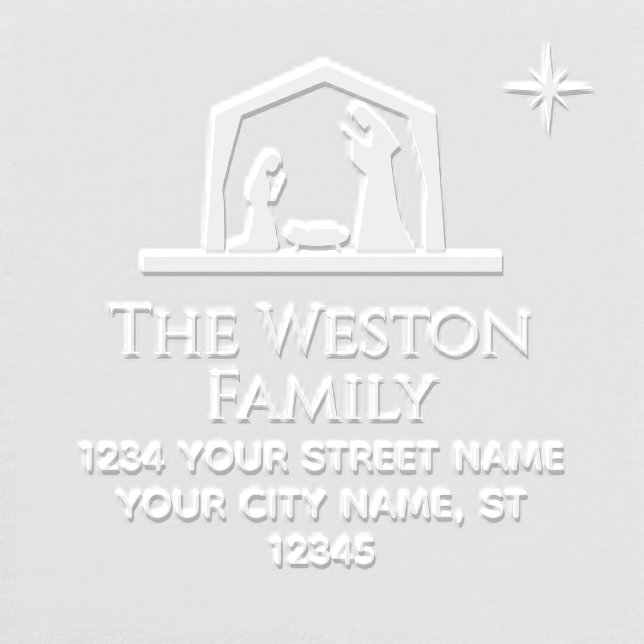 Nativity Scene #2 Manger Baby Jesus Name Address Embosser (Design)