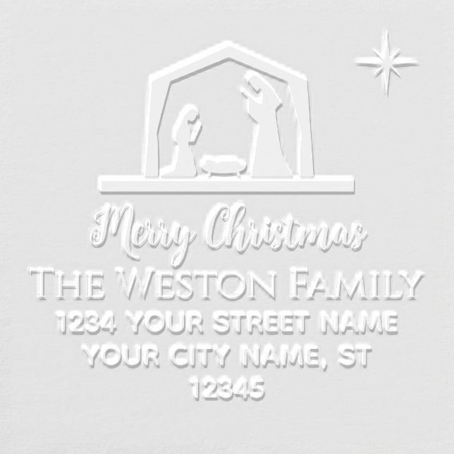 Nativity Scene #2B Manger Baby Jesus Name Address Embosser (Design)