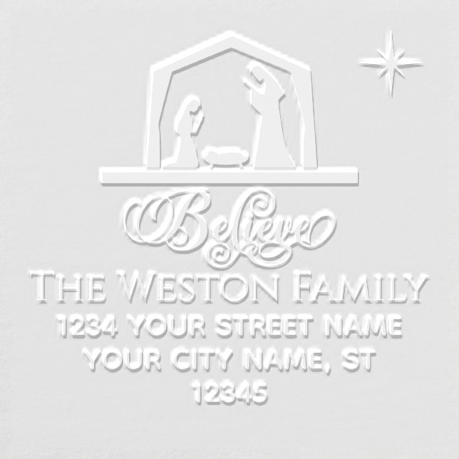 Nativity Scene #2C Manger Baby Jesus Name Address Embosser (Design)