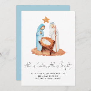 Nativity Scene All Is Calm Christmas Holiday Card