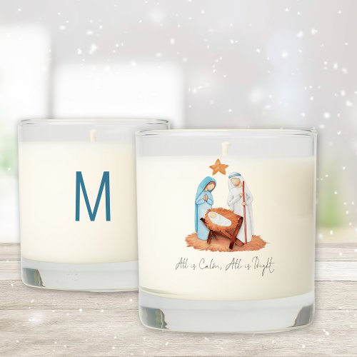 Nativity Scene All Is Calm Initial Christmas  Scented Candle