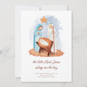 Nativity Scene Asleep on The Hay Christmas Holiday Card