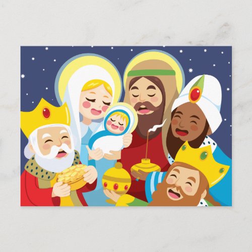 Nativity Scene Baby Jesus Birth Holiday Postcard