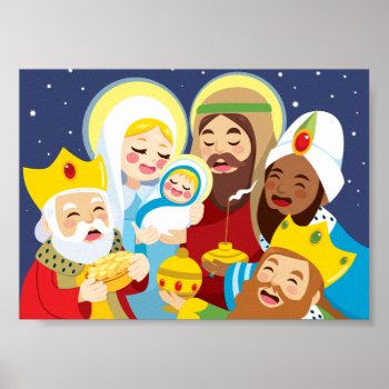 Nativity Scene Baby Jesus Birth Poster by Kakigori at Zazzle