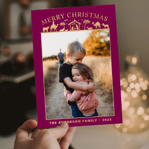 Nativity Scene Baby Jesus Christ Holiday Gold Foil