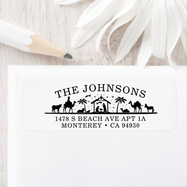 Nativity Scene Baby Jesus Christ Return Address Label (Insitu)