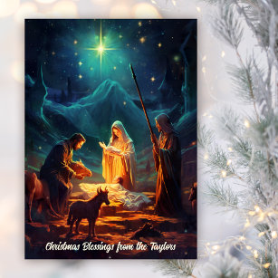 Nativity Scene Baby Jesus Christian Christmas Holiday Card