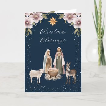 Nativity Scene Baby Jesus Christian Christmas Holiday Card by palettepaperco at Zazzle