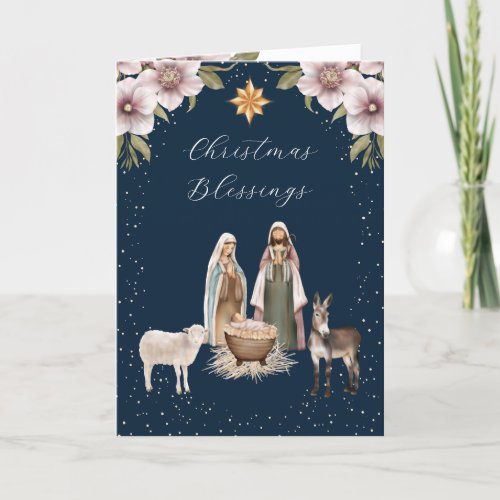 Nativity Scene Baby Jesus Christian Christmas Holiday Card