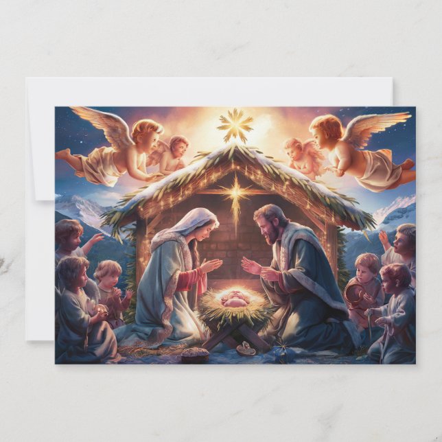 Nativity Scene Baby Jesus Christmas Card #2 (Front)