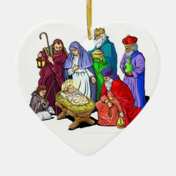 Nativity Scene Baby's First Christmas Ornament by charlynsun at Zazzle