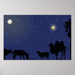 Nativity Scene Backdrop Christmas Poster