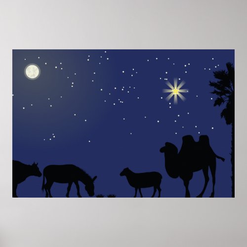 Nativity Scene Backdrop Christmas Poster