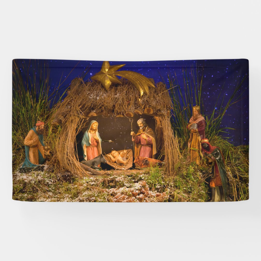 Nativity scene banner | Zazzle
