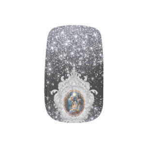 Nativity Scene Beautiful Elegant Faux Glitter Minx Nail Art