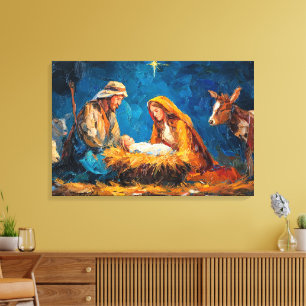 Nativity Scene, beautiful illustration, Canvas Print
