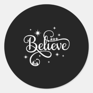 Nativity Scene Believe Christian Family Merry Chri Classic Round Sticker