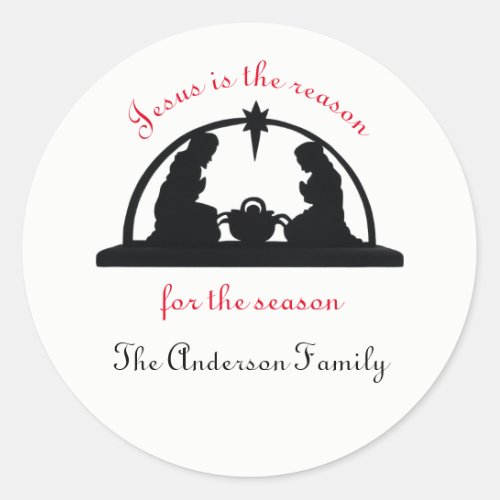 Nativity Scene BlackWhite _ Christmas Sticker