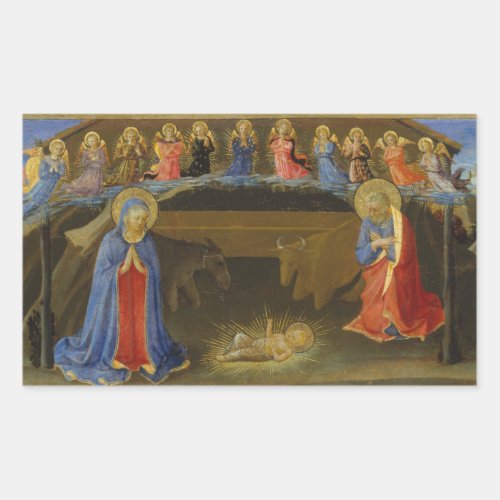 Nativity Scene Christ Child Holy Family Angels Rectangular Sticker
