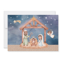 Nativity scene Christmas card BLK