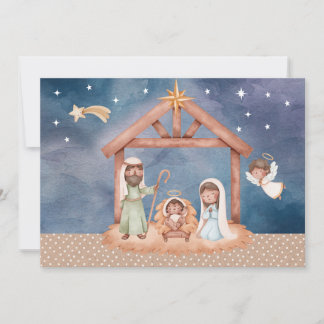 Nativity scene Christmas card BLK